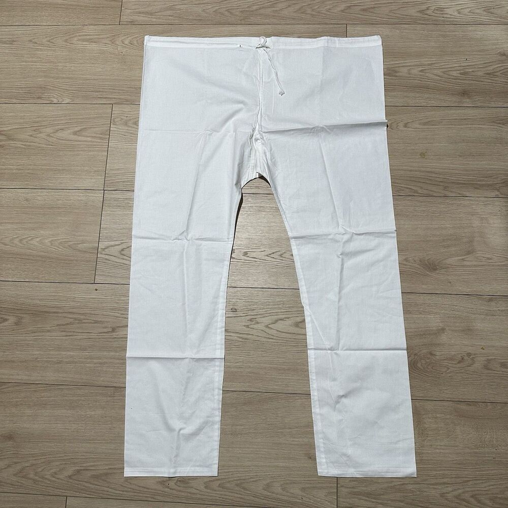 Mens White Kurta Pajama Pants XL Traditional Indian Ethnic Drawstring Wedding